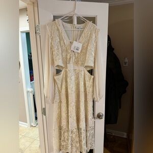 Long Sleeve Lace Cutout Dress - ALEXIS for Target Cream XL